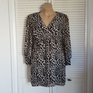Leopard Print Long Sleeve Dress